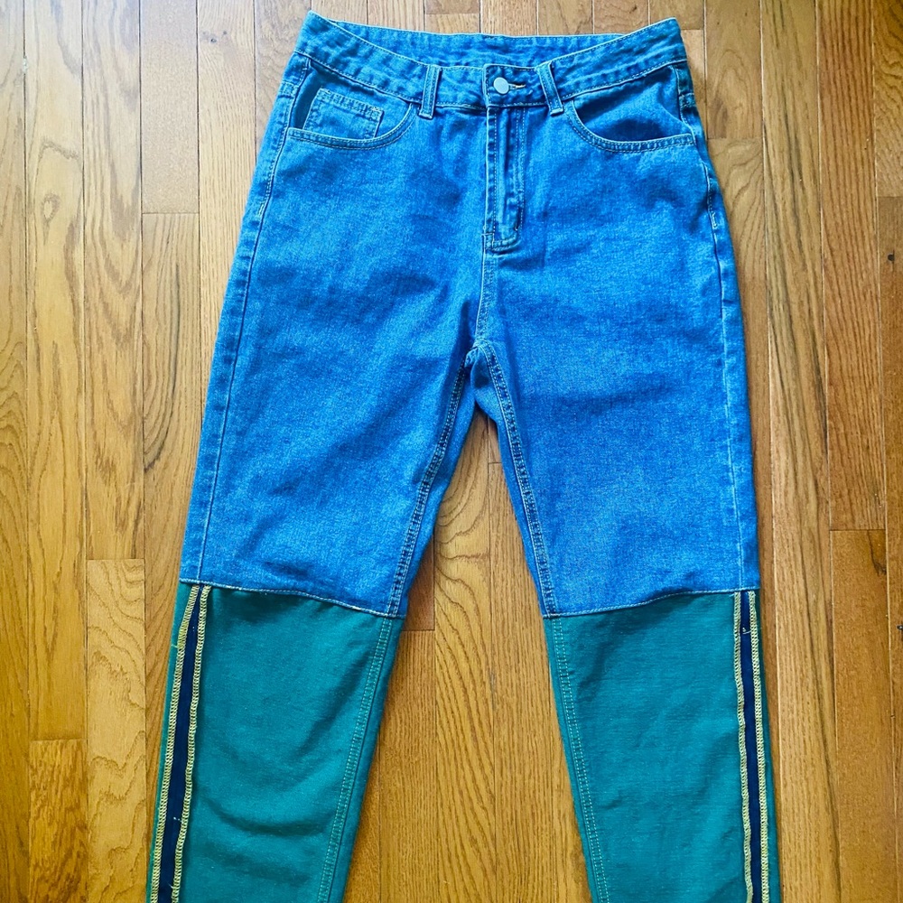 Green and Blue Two Tone Jeans